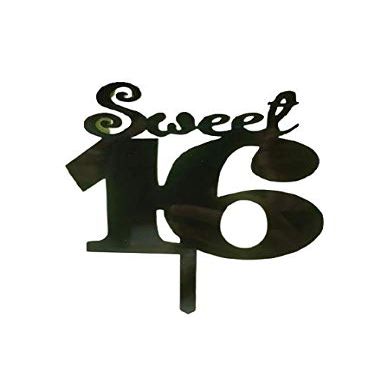 Shopping Time Sweet 16 Birthday Black Cake Topper