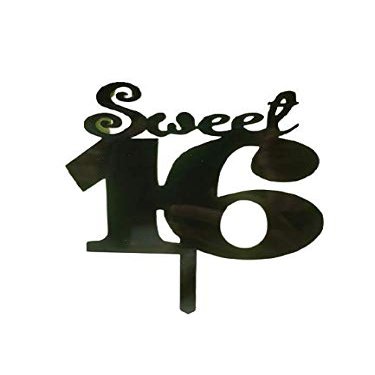Shopping Time Sweet 16 Birthday Black Cake Topper