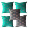 Pink parrot-Dopian Jacquard Silk Blue and Grey Square Cushion Cover 16x16 inch-Set 5 pcs view 1
