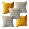 Pink parrot- Jacquard Silk Off White and Yellow Square Cushion Cover 16x16 inch-Set 5 pcs view 1