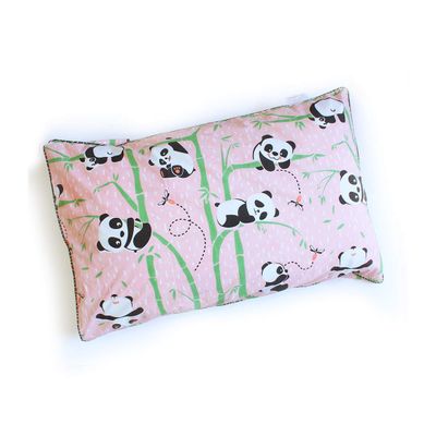 Silverlinen 100% Cotton Panda Village Single Pillow Cover with Piping for Kids Room for Girls (Pillow NOT Included) - Pink (Size: 18 x 27 Inches)