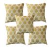Pink parrot- Jacquard dopian Light Beige with Gold Motiv Cushion Cover 16x16 inch-Set 5 pcs view 1