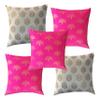 Pink parrot- Jacquard Silk Off White and Pink Square Cushion Cover 16x16 inch-Set 5 pcs view 1