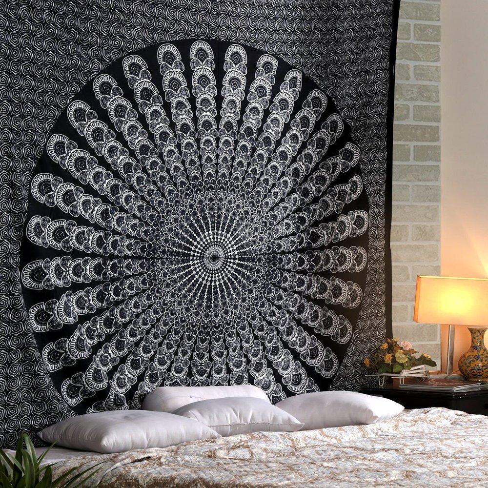 DRAVY HANDICRAFTS Tapestry Mandala Wall Hanging Tapestry Cotton Wall Hanging Single Bedsheet Tapestry Wall Hanging Wall Art (Multi, Twin (Size-84x54 Inches)