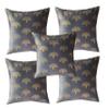 Pink parrot- Jacquard Silk Grey with Gold Motiv Square Cushion Cover 16x16 inch-Set 5 pcs view 1
