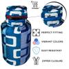 E-Retailer Polyester 3-Layered LPG Gas Cylinder Covers with Zip Enclosure Pack of 2- (Color -Geometric Blue, Size-26x14 Inches) view 4