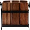 Serenz Wood and Wrought Iron Spoon Holder Multipurpose Stand Table Organizer with 3 Wooden jar view 3