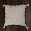 pepme Cotton Cushion 100 TC Cover Tufted Triangle Design, Handwoven 16 Inch Bohemian Pillow Case For Living Room Decorative Throw Sofa (Off-White, Square, Pack Of 1) view 2