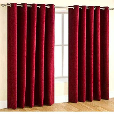 FABDRAPE Polyester Window Plain Solid Long Crush Curtain,Maroon,Window 6-feet,Pack of 1, Grommets