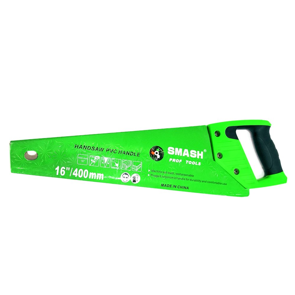 DARIT Smash Handsaw PVC Handle with Machine Set Teeth Forged Carbon Steel & Resharpen-able 16 Inch 400mm 0.9mm Thickness