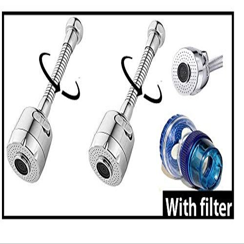 Nilsons Stainless Steel Flexible 360 Degree Rotating 2 Modes Water Saving Faucet for Kitchen Sink Sprayer Tap Extension water taps bathroom (Standard Size, Silver) turbo flex 360 degree (2)