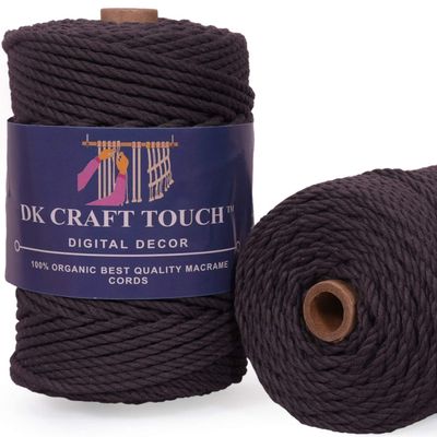 DK Craft Touch 4mm Macrame Cotton Cord,Threads/Rope for Craft Work,Plant Hanger Ropes 3 ply (Slate Grey, 4mm (100 metre Length Cord))