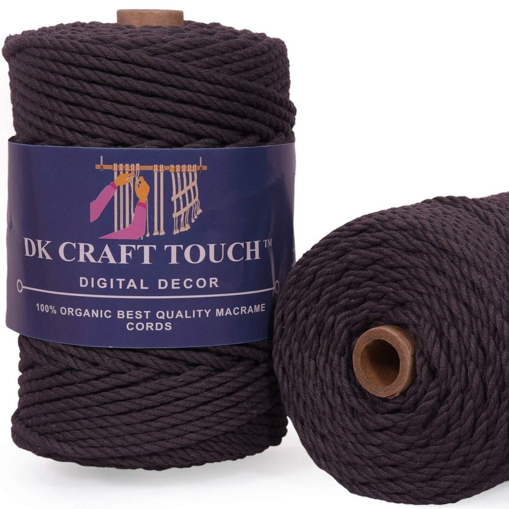 DK Craft Touch 4mm Macrame Cotton Cord,Threads/Rope for Craft Work,Plant Hanger Ropes 3 ply (Slate Grey, 4mm (100 metre Length Cord))