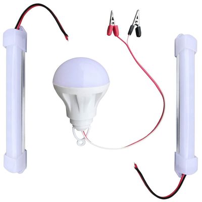 RASHRI ; One For All LED High Brightness 12V 5 Watts DC/Solar LED Bulb and 2 Mini Tube Light for DC (White)