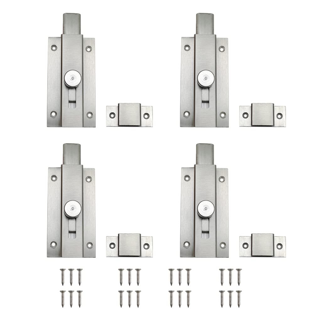 Volo 5 inch Heavy Duty Door Security Latch Lock Tower Bolt for, Baby Latch, Home, Bathroom, Kitchen,Office .(Color :Silver) (Pack of 4Pcs.)