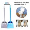 Vararo Western Round Toilet Brush with Holder Set,Toilet Bowl Scrubbing Brush, Wall Mountable/Floor Standing, Polypropylene Strong Bristle Brush for Easy Cleaning (Random Colours, Large) - Set of 2 view 3