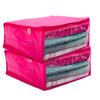 Ankit Traders 3 Layered Parachute Material Quilted Saree Cover Wardrobe Organizer Water Resistant - Pink- Set of 2 Size - 41 * 33 * 19 CM view 1