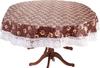 CASA-NEST Waterproof 6 Seater Round Table Cover with Leather Touch and White Lace (72 inch Diameter) printed007 view 1
