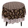 CASA-NEST Waterproof 6 Seater Round Table Cover with Leather Touch and White Lace (72 inch Diameter) printed007 view 1