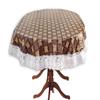 CASA-NEST Waterproof 6 Seater Round Table Cover with Leather Touch and White Lace (72 inch Diameter) printed007 view 1