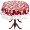 CASA-NEST Waterproof 6 Seater Round Table Cover with Leather Touch and White Lace (72 inch Diameter) printed007 view 1