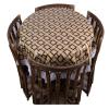CASA-NEST Waterproof 6 Seater Round Table Cover with Leather Touch and White Lace (72 inch Diameter) printed007 view 1