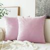 Khooti Decorative Velvet Square Cushion Cover Throw pillow cover for Living Room Couch Diwan single seater Sofa , Colourful Modern Small 12 x 12 Inches / 30 x 30 cm (Colour - Baby Pink)(Set of 2 pieces) view 1