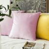 Khooti Decorative Velvet Square Cushion Cover Throw pillow cover for Living Room Couch Diwan single seater Sofa , Colourful Modern Small 12 x 12 Inches / 30 x 30 cm (Colour - Baby Pink)(Set of 2 pieces) view 3