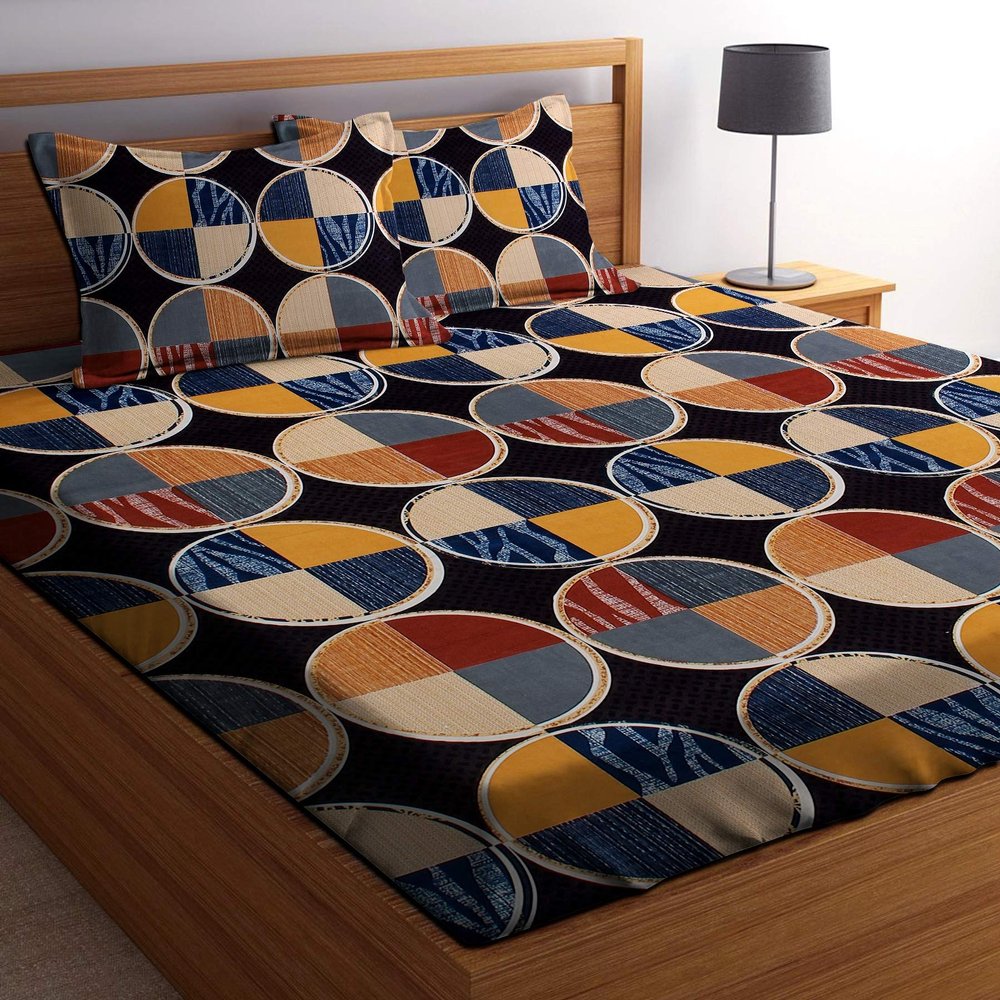 HIYANSHI HOME FURNISHING Polycotton Checkered Double Bedsheet 144 TC with 2 Pillow Covers (Multicolour , King)
