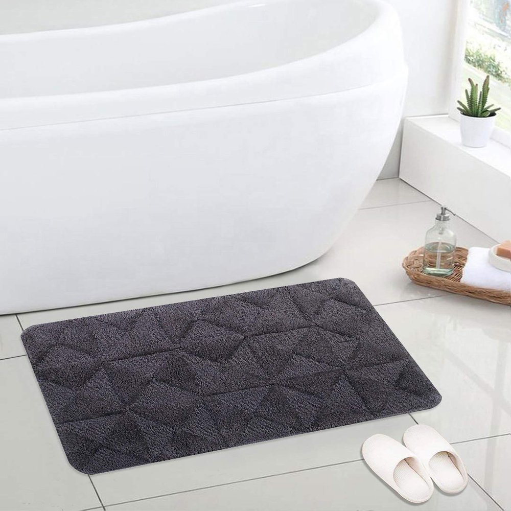 Saral Home Cotton Anti Slip Bath Mat (Grey, 50X80 cm)