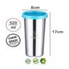 PDDFALCON Stainless Steel Straw Sipper Glass with Extra Lid & Cleaning Brush - 520ml (Firozi) view 2