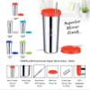 PDDFALCON Stainless Steel Straw Sipper Glass with Extra Lid & Cleaning Brush - 520ml (Firozi) view 3