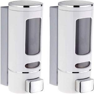 Redcroc Soap Dispenser for Bathroom Wall Mounted Plastic ABS 400 ML- (Royal White Pack of 2)