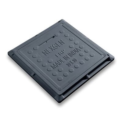 NEXGEN Fiber Reinforced Polymer (FRP) 2.5 Tons Capacity Manhole Cover | Chamber Cover | Sump Cover, 10 x 10 inch (Frame: 10 X 10 Inch, Inner: 7.5 x 7.5 inch) (Cement Grey)