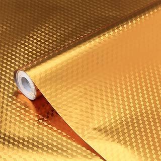 Shelzi 3 Meter Gold Metalic Look Foil Stickers, Oil Proof, Kitchen Backsplash Wallpaper Self-Adhesive Wall Sticker Anti-Mold and Heat Resistant for Kitchen Walls Cabinets Drawers and Shelves