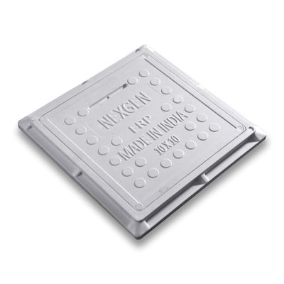 NEXGEN Fiber Reinforced Polymer (FRP) 2.5 Tons Capacity Manhole Cover | Chamber Cover | Sump Cover, 10 x10 inch (Frame: 10 X 10 Inch, Inner: 7.5 x 7.5 inch) (Marble White)