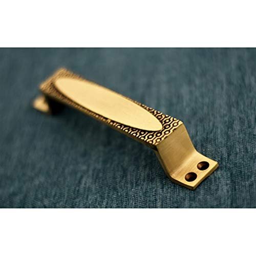 Plywood Products Pure Brass Designer Door Handles | Multiple Designs - Antique Finish | for Main Door, Cabinet, Cupboard & More | Non Rose - 180MM - Single Piece