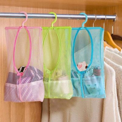 XELYTON Multipurpose Clothespin Bag with Hanger,Hanging Storage Mesh Bag for Home Over The Door - Pack of 3 Laundry Net Pouch Bathroom Organizer