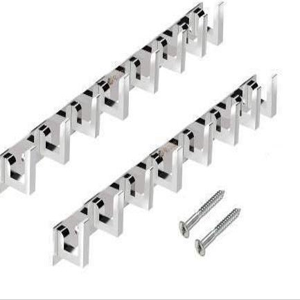 PRAMUKH FASHION Pack of 2-Premium Classic Glossy- 8 Pin Bathroom Cloth Hooks Hanger Door Wall Bedroom Bathroom Robe Hooks Rail for Hanging Keys,Clothes,Towel Steel Hook (2, 8 Hook)