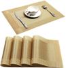 Horoly PVC Placemats Heat-Resistant Placemat for Dining Table Woven Vinyl Stain Resistant Table Mats Easy to Clean (Golden, Set of 4) view 1