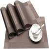 Horoly PVC Placemats Heat-Resistant Placemat for Dining Table Woven Vinyl Stain Resistant Table Mats Easy to Clean (Silver, 4) view 1