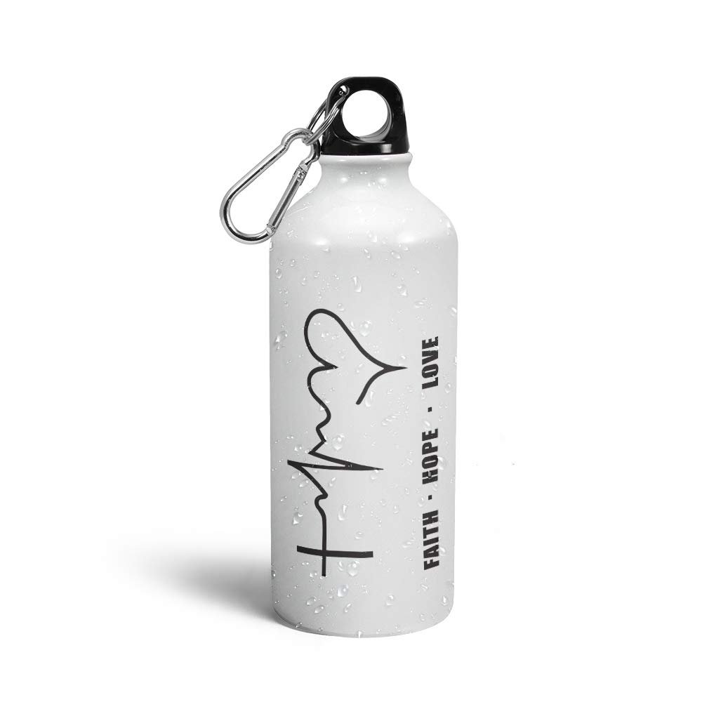 Prink Faith Hope Love Sipper Bottles | Water Bottles | Funky Sipper Bottles | Heart Beat Printed Sippers | Printed Sipper Bottles for Gym, Sports, Boys |600ml