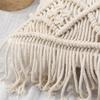pepme Macrame Cushion Cover Cotton Throw Pillows Boho Handmade Knit Case Sofa Decor Fringes (Square, Off-White, 16X16 Inches), 200 TC view 3