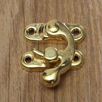 Wonder Home Metal Golden Colour Lock/Buckle/Latch/Hook/Swing Clasp with Screws for Wood Jewellery and Small DIY Works 20 Pcs with Screws