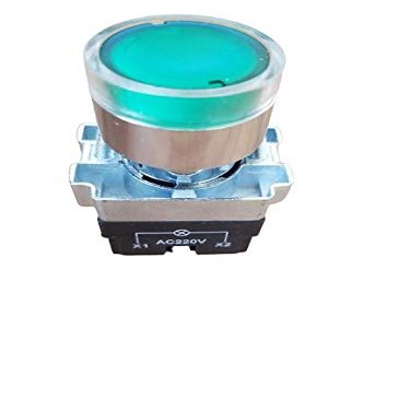 KAMCON? 22MM Momentary Illuminated Push Button Switch Red Green 1NO 1NC Metal Head X1&X2 AC 220 V (4, GREEN)