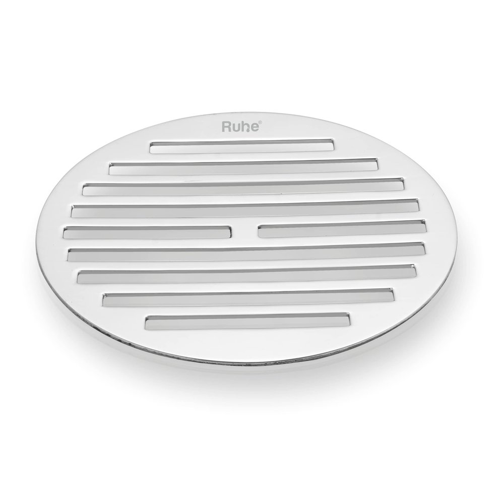 Ruhe Classic Round Floor Drain Set of 1 | Premium Stainless Steel Floor Drain | 4 Inches - Silver