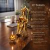 CHHARIYA CRAFTS Metal Lord Ganesh Reading Ramayana Statue Ganpati Sitting on Chair with Kuber Diya Idol for Home Office and Gifts Decor Corporate Gifts Decorative Showpiece - 14 cm (Metal, Gold) view 2