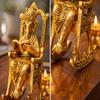 CHHARIYA CRAFTS Metal Lord Ganesh Reading Ramayana Statue Ganpati Sitting on Chair with Kuber Diya Idol for Home Office and Gifts Decor Corporate Gifts Decorative Showpiece - 14 cm (Metal, Gold) view 4