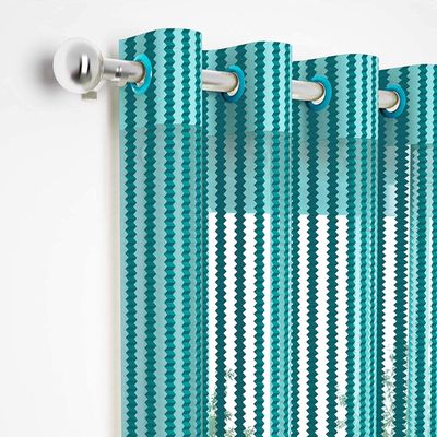 radees creations premium fancy sparkling beautiful sheer striped string hanging color 1 pcs polyester tissue net pattern eyelet curtain (aqua, door 7 feet)