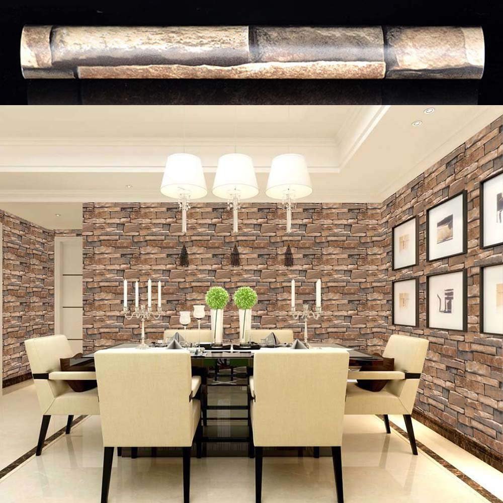 Impression Brick Stone Wall Stickers, Home Decoration DIY Wallpaper (200 x 45 cm) 3D PVC DIY Self Adhesive, Multicolour